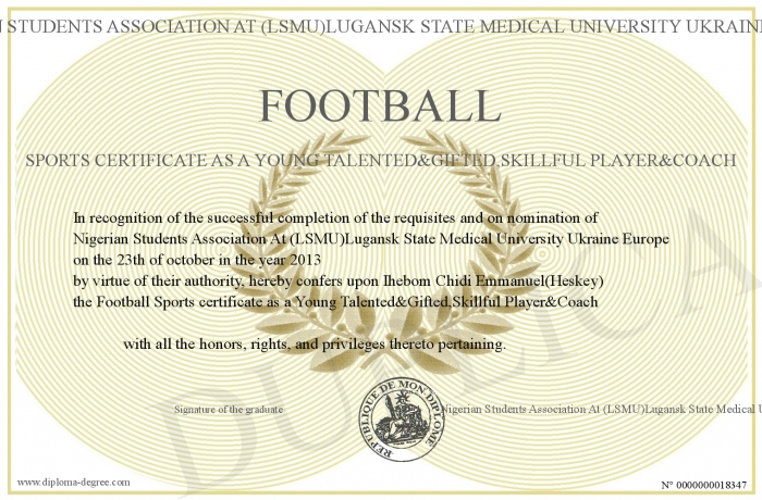 football sports certificate as a young talented gifted skillful sports certificate